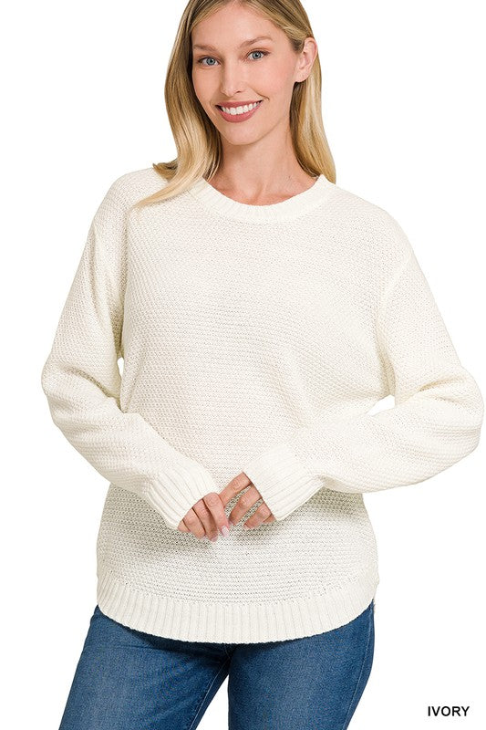 Ivory Round Hem Basic Sweater