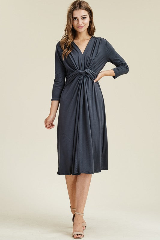 Navy Front Twisted Dress