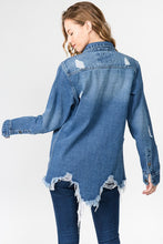 Load image into Gallery viewer, Blue Distressed Denim Jacket