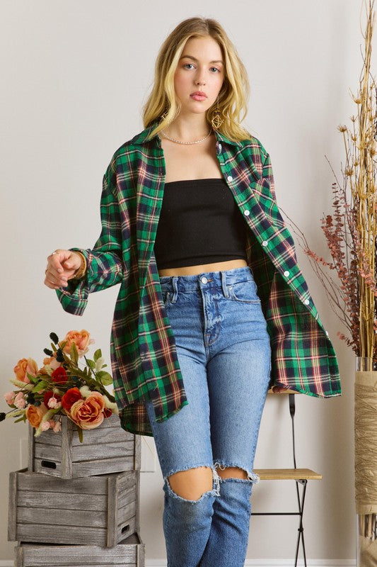 Red, Green & Navy Plaid Flannel