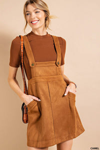 Camel Suede Overall Skirt