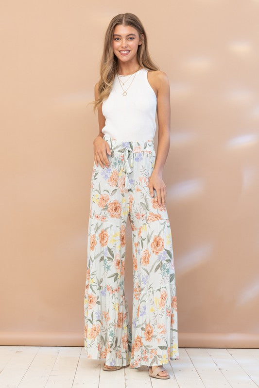 Floral Wide Tiered Pants
