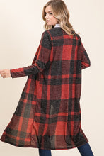 Load image into Gallery viewer, Black &amp; Red Plaid Brushed Cardigan
