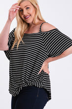 Load image into Gallery viewer, Black Striped One Shoulder Top w/ Side Knot