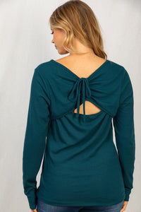 Hunter Green Ribbed Ruched Back Top