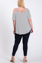 Load image into Gallery viewer, Ivory Striped One Shoulder Top w/ Side Knot