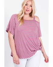 Load image into Gallery viewer, Mauve Striped One Shoulder Top w/ Side Knot
