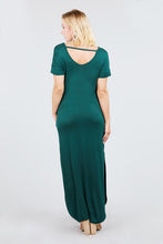 Load image into Gallery viewer, Deep Green Keyhole Back Maxi Dress w/ Slit &amp; Pockets